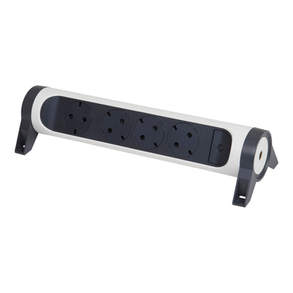 Prelungitor electric rotativ, fara cordon, 4 prize cu protectie, cu intrerupator, Alb/Gri inchis, MOES RevOlution 694544, , alternativo.ro