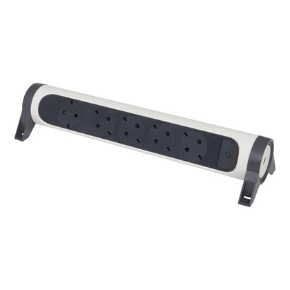 Prelungitor rotativ, fara cordon, 5 prize cu protectie, cu intrerupator, Alb/Gri inchis, MOES RevOlution 694546, , alternativo.ro