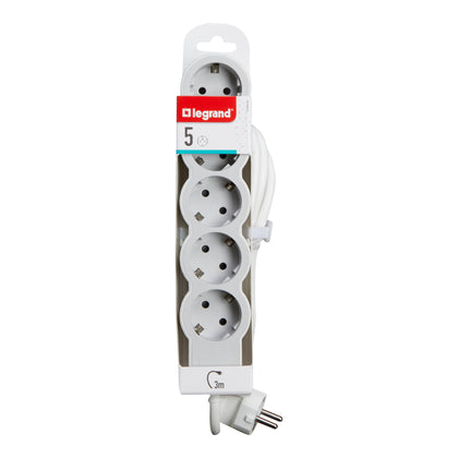 Prelungitor electric, 3m, 5 prize cu protectie, Alb/Gri deschis, MOES RevOlution 694563, , alternativo.ro