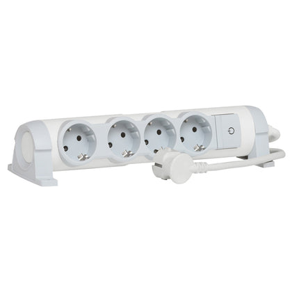 Prelungitor electric, 3m, 4 prize cu protectie, cu intrerupator, Alb/Gri, MOES 694627, , alternativo.ro
