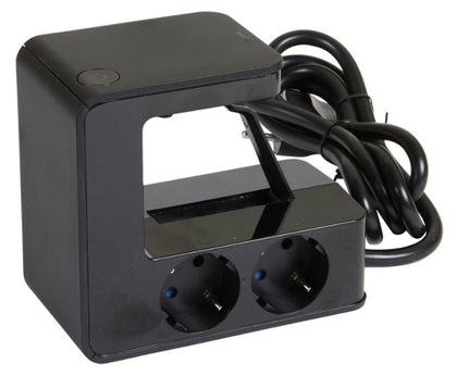 Bloc multipriza cu clipsare pe blatul biroului, 1.5m, cu intrerupator, 4 prize cu protectie, 2xUSB, Negru, MOES RevOlution 694812, , alternativo.ro