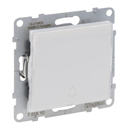 Buton cu revenire simplu, cu lumina de control si eticheta, 6A, alb/ivoar, Suno 721110, , alternativo.ro