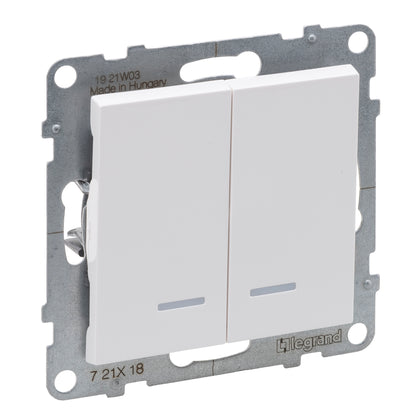 Intrerupator cap-scara dublu, cu lumina de control, 10A, alb, Suno 721118, , alternativo.ro