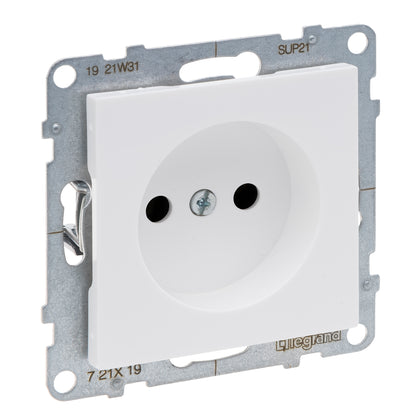 Priza simpla, fara impamantare, 2P, cu protectie copii, 16A, alb, Suno 721119, , alternativo.ro