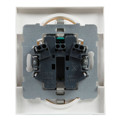 Priza dubla, cu impamantare, 2P+T, cu protectie copii, 16A, rama inclusa, alb, Suno 721126, , alternativo.ro
