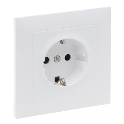 Priza simpla, cu impamantare, 2P+T, cu protectie copii, 16A, rama inclusa, alb, Suno 721128, , alternativo.ro