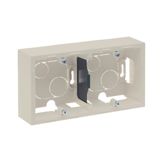 Doza montaj aparent, 2 posturi, ivoar, Suno 721295