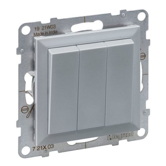 Intrerupator triplu, 20A, aluminiu, Suno 721303