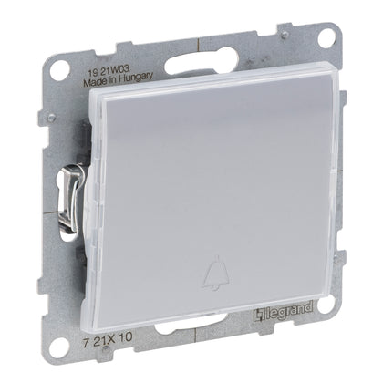 Buton cu revenire simplu, cu lumina de control si eticheta, 6A, aluminiu, Suno 721310, , alternativo.ro