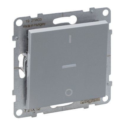 Intrerupator bipolar, cu bec martor, 10A, aluminiu, Suno 721312, , alternativo.ro