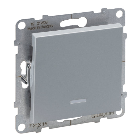 Intrerupator cap-scara, cu lumina de control, 10A, aluminiu, Suno 721316