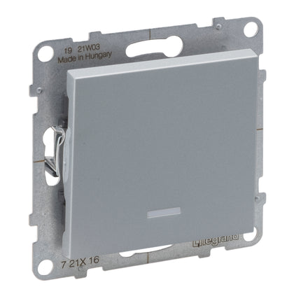 Intrerupator cap-scara, cu lumina de control, 10A, aluminiu, Suno 721316, , alternativo.ro