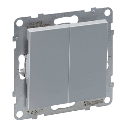Buton cu revenire dublu, 6A, aluminiu, Suno 721317, , alternativo.ro