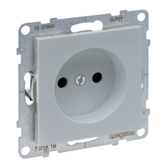 SUNO PRIZA SIMPLA 2P CU PROTECTIE COPII 16A ALUMINIU 721319