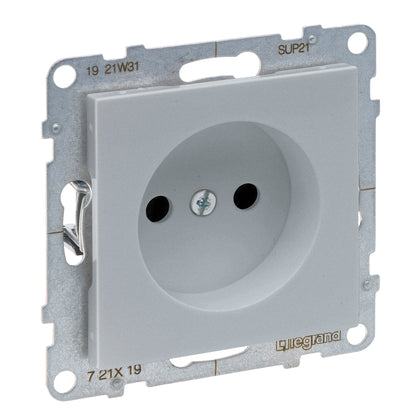 SUNO PRIZA SIMPLA 2P CU PROTECTIE COPII 16A ALUMINIU 721319, , alternativo.ro