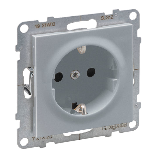 Priza simpla, cu impamantare, 2P+T, 16A, aluminiu, Suno 721325