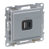 Priza incarcator USB dublu, Tip A + Tip C, aluminiu, Suno 721330