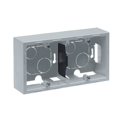 Doza montaj aparent, 2 posturi, aluminiu, Suno 721395, , alternativo.ro