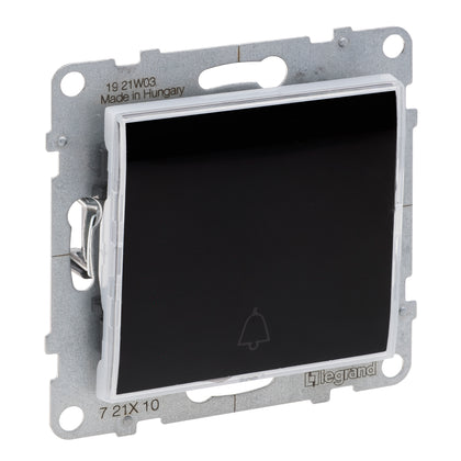 Buton cu revenire simplu, cu lumina de control si eticheta, 6A, negru, Suno 721410, , alternativo.ro