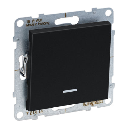 Intrerupator simplu, cu bec martor, 16A, negru, Suno 721414, , alternativo.ro