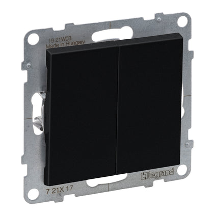 Buton cu revenire dublu, 6A, negru, Suno 721417, , alternativo.ro