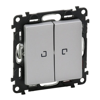 Intrerupator cap-scara dublu, cu lumina de control, 10A, aluminiu, Valena Life 752309, , alternativo.ro