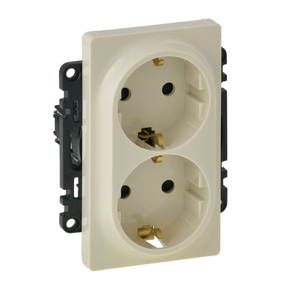Priza dubla schuko, 2P+T, 16A, cu protectie copii, ivoar, Valena Life 753226, , alternativo.ro