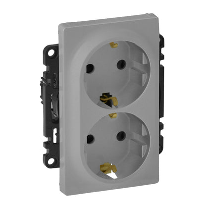 Priza dubla schuko, 2P+T, 16A, aluminiu, Valena Life 753327, , alternativo.ro