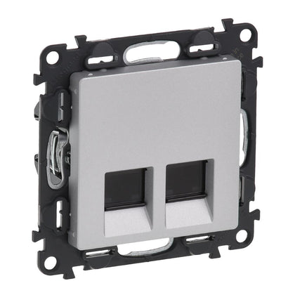 Priza de date RJ45, dubla, Cat.5E, UTP, aluminiu, Valena Life 753341, , alternativo.ro
