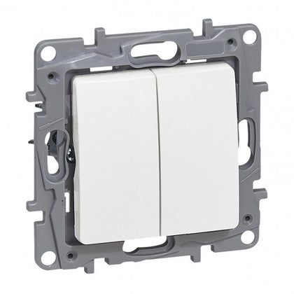 Intrerupator dublu, 10A, alb, Niloe 764506, , alternativo.ro