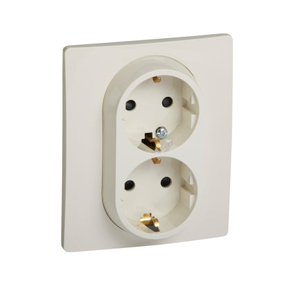 Priza dubla, cu contact de protectie 2P+T, 16A, cu protectie copii, ivoar, Niloe 764644, , alternativo.ro