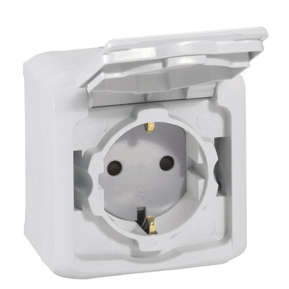 Priza simpla, montaj aparent, cu contact de protectie 2P+T, 16A, IP44, gri, Forix 782393, , alternativo.ro