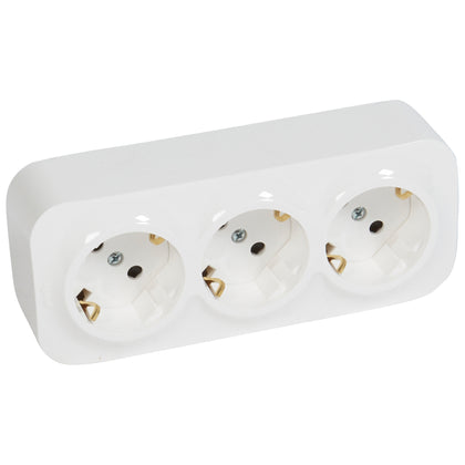 Priza tripla, montaj aparent, cu contact de protectie 2P+T, 16A, IP20, alb, Forix 782418, , alternativo.ro