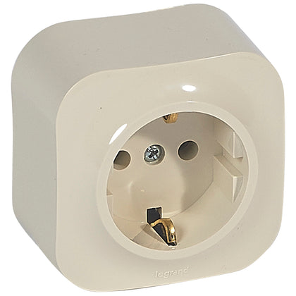 Priza simpla, montaj aparent, cu contact de protectie 2P+T, 16A, IP20, ivoar, Forix 782441, , alternativo.ro