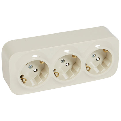 Priza dubla, montaj aparent, cu contact de protectie 2P+T, 16A, IP20, cu protectie copii, ivoar, Forix 782448, , alternativo.ro