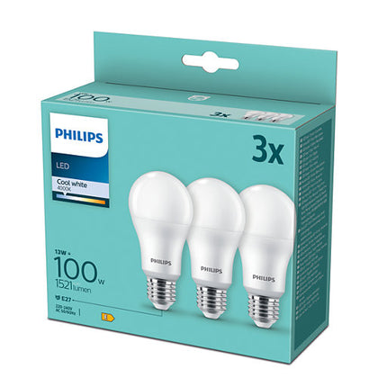 Set 3 Becuri LED clasic, A67, E27, 13W, 1521Lm, lumina neutra 4000K, Philips 8718699694906, alternativo.ro