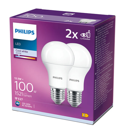 Set 2 Becuri LED clasic, A60M, E27, 12.5W, 1521Lm, lumina neutra 4000K, Philips 8718699726959, alternativo.ro