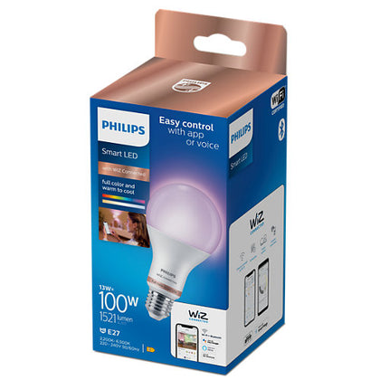 Bec LED RGB inteligent clasic, A67, E27, 13W, lumina multicolora, Wi-Fi, Bluetooth, Philips 8719514437333 8719514372542, , alternativo.ro