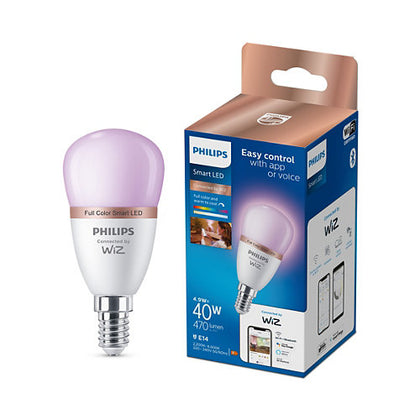 Bec LED RGB inteligent, P45, E14, 4.9W, lumina multicolora, Wi-Fi, Bluetooth, Philips 8719514437333, , alternativo.ro