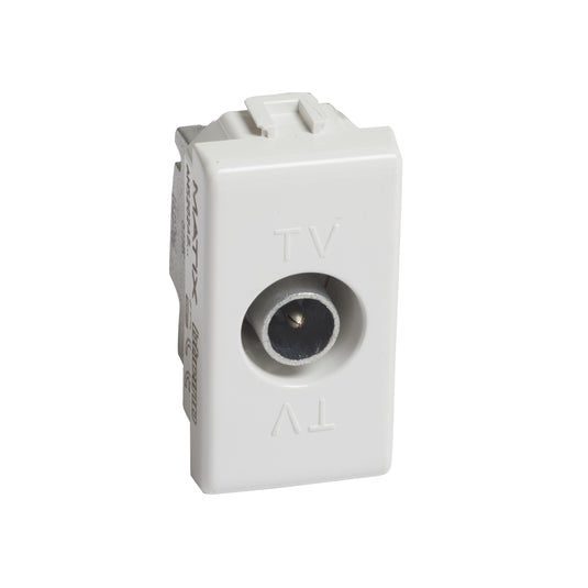 Priza TV, de derivatie, 1 modul, conector tata, alb, Matix AM5202D