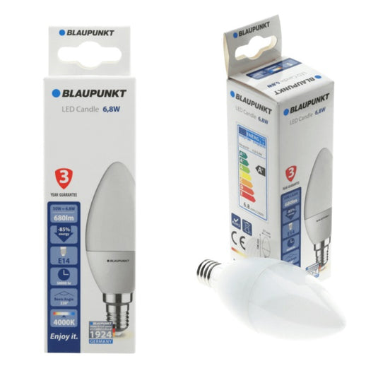 Bec LED lumanare, E14, 6.8W, 595Lm, lumina calda 2700K, Blaupunkt BE147WWW