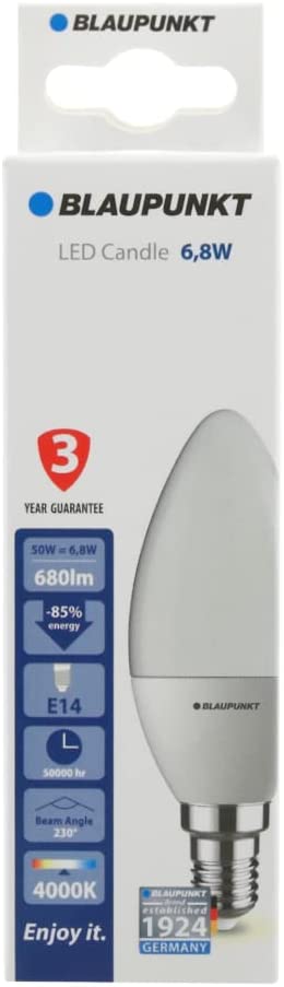Bec LED lumanare, E14, 6.8W, 595Lm, lumina neutra 4000K, Blaupunkt BE147WNW, , alternativo.ro
