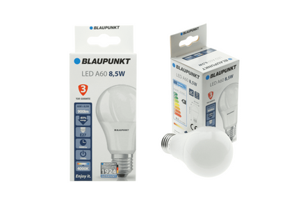 Bec LED clasic, A60, E27, 8.5W, 900Lm, lumina neutra 4000K, Blaupunkt BE279WNW, alternativo.ro