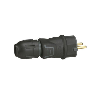 Stecher din cauciuc, cu manson, cu contact de protectie, 16A, IP44, negru, Legrand 050340, , alternativo.ro