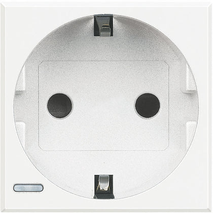 Priza standard german, 16A, 2 module, cu contact de protectie, alb, Axolute Bticino HD4141, , alternativo.ro
