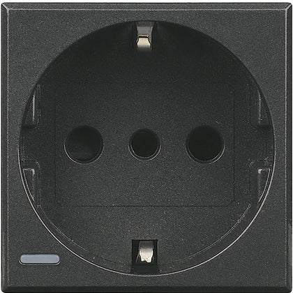 Priza standard german, 16A, 2 module, cu contact de protectie lateral si central, antracit, Axolute Bticino HS4140, , alternativo.ro