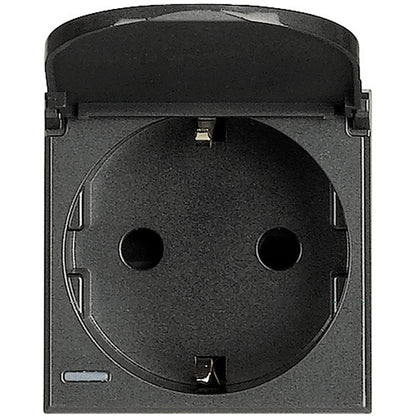 Priza standard german, cu capac, 16A, 2 module, cu contact de protectie, antracit, Axolute Bticino HS4141PW, , alternativo.ro