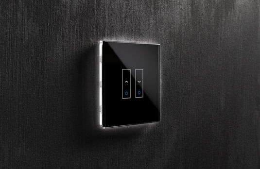 Intrerupator smart pentru storuri, cu touch, din sticla, WiFi, cu nul, negru, Iotty LSWE2SB
