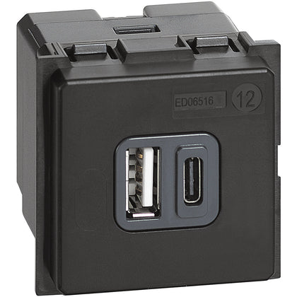 Priza USB, tip A+C, 2 module, 5V, 3000mA, fara placa, Living Now K4287C2, , alternativo.ro