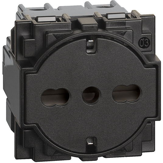 Priza simpla plata, 2 module, standard german+italian, 16A, negru, Living Now KG4140A16F